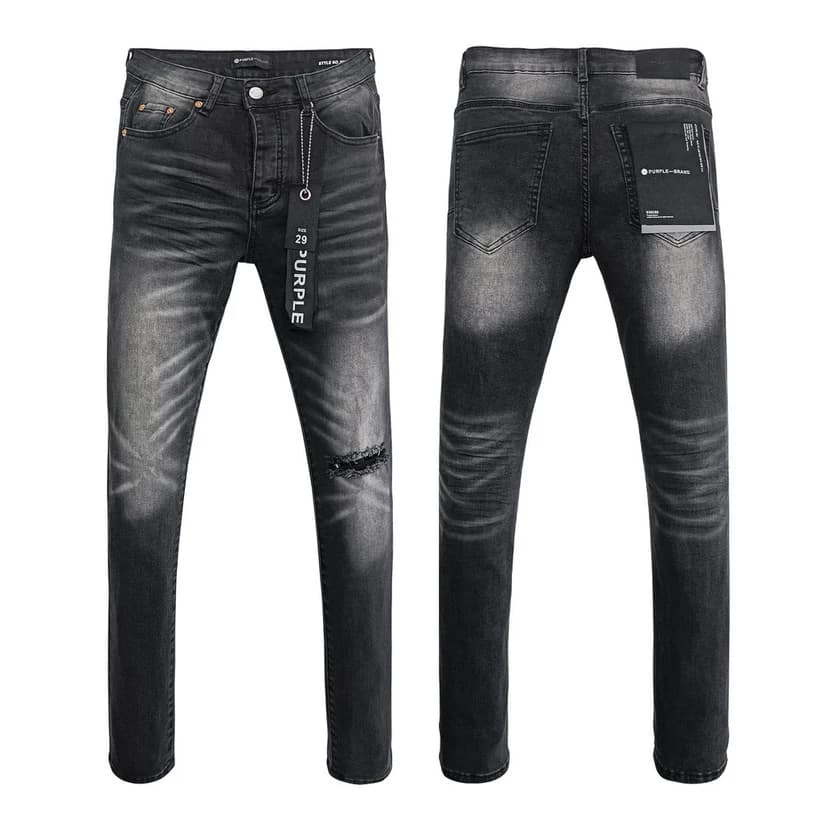 Purple Men's Slim Fit Mid Straight Distressed Jeans
